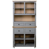 NNEVL Highboard Grey 93x40.5x180 cm Solid Pine Panama Range