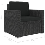 NNEVL 13 Piece Garden Lounge Set with Cushions Poly Rattan Black