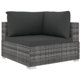 NNEVL 12 Piece Garden Lounge Set with Cushions Poly Rattan Grey