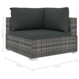 NNEVL 12 Piece Garden Lounge Set with Cushions Poly Rattan Grey