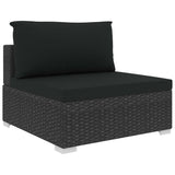 NNEVL 12 Piece Garden Lounge Set with Cushions Poly Rattan Black