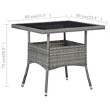 NNEVL Outdoor Dining Table Grey Poly Rattan and Glass