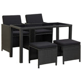 NNEVL 5 Piece Outdoor Dining Set with Cushions Poly Rattan Black