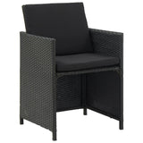 NNEVL 5 Piece Outdoor Dining Set with Cushions Poly Rattan Black