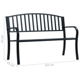 NNEVL Garden Bench 125 cm Black Steel