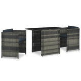 NNEVL 3 Piece Bistro Set with Cushions Poly Rattan Grey