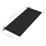 NNEVL Garden Bench Cushion Black 120x50x3 cm
