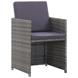 NNEVL 3 Piece Bistro Set with Cushions Poly Rattan Grey