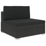 NNEVL 8 Piece Garden Lounge Set with Cushions Poly Rattan Black