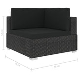NNEVL 8 Piece Garden Lounge Set with Cushions Poly Rattan Black