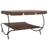 NNEVL Outdoor Lounge Bed with Canopy and Pillows Brown