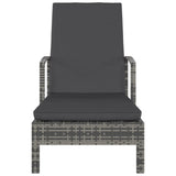 NNEVL Sun Lounger with Armrests Poly Rattan Grey