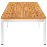 NNEVL Sun Lounger Solid Acacia Wood and Stainless Steel