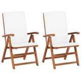 NNEVL Reclining Garden Chairs with Cushions 2 pcs Solid Teak Wood Cream