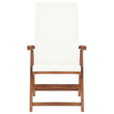 NNEVL Reclining Garden Chairs with Cushions 2 pcs Solid Teak Wood Cream