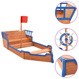 NNEVL Sandbox Pirate Ship Firwood 190x94.5x101 cm