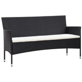 NNEVL 4 Piece Garden Lounge Set With Cushions Poly Rattan Black