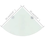 NNEVL Corner Shelves 2 pcs with Chrome Supports Glass White 35x35 cm