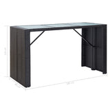 NNEVL 7 Piece Garden Bar Set with Cushions Poly Rattan Black