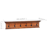 NNEVL Wall Mounted Coat Rack 100x10x20 cm Solid Teak Wood