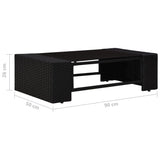 NNEVL 5 Piece Garden Lounge Set Poly Rattan Black