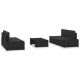 NNEVL 5 Piece Garden Lounge Set Poly Rattan Black
