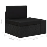 NNEVL 5 Piece Garden Lounge Set Poly Rattan Black