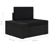 NNEVL 5 Piece Garden Lounge Set Poly Rattan Black