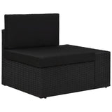 NNEVL 5 Piece Garden Lounge Set Poly Rattan Black