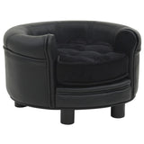 NNEVL Dog Sofa Black 48x48x32 cm Plush and Faux Leather