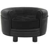NNEVL Dog Sofa Black 48x48x32 cm Plush and Faux Leather