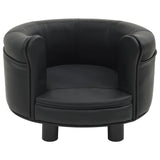 NNEVL Dog Sofa Black 48x48x32 cm Plush and Faux Leather