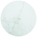 NNEVL Table Top White Ø60x0.8 cm Tempered Glass with Marble Design