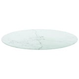 NNEVL Table Top White Ø60x0.8 cm Tempered Glass with Marble Design