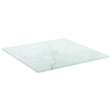 NNEVL Table Top White 30x30 cm 6 mm Tempered Glass with Marble Design