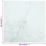 NNEVL Table Top White 60x60 cm 6 mm Tempered Glass with Marble Design