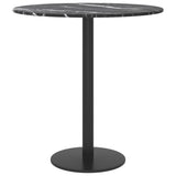 NNEVL Table Top Black Ø40x0.8 cm Tempered Glass with Marble Design