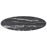 NNEVL Table Top Black Ø40x0.8 cm Tempered Glass with Marble Design