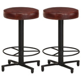 NNEVL Bar Stools 2 pcs 52 cm Real Leather