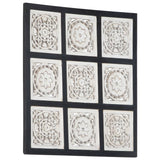 NNEVL Hand-Carved Wall Panel MDF 60x60x1.5 cm Black and White