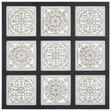 NNEVL Hand-Carved Wall Panel MDF 60x60x1.5 cm Black and White