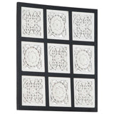 NNEVL Hand-Carved Wall Panel MDF 60x60x1.5 cm Black and White