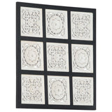 NNEVL Hand-Carved Wall Panel MDF 60x60x1.5 cm Black and White