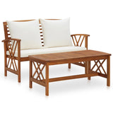 NNEVL 2 Piece Garden Lounge Set with Cushions Solid Acacia Wood