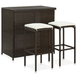 NNEVL 3 Piece Bar Set Poly Rattan Brown