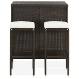 NNEVL 3 Piece Bar Set Poly Rattan Brown