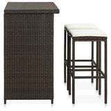 NNEVL 3 Piece Bar Set Poly Rattan Brown