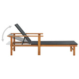 NNEVL Sun Lounger Poly Rattan and Solid Acacia Wood Black