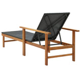 NNEVL Sun Lounger Poly Rattan and Solid Acacia Wood Black