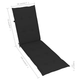 NNEVL Deck Chair Cushion Black (75+105)x50x3 cm